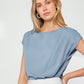 Blue Asymmetrical Batwing Sleeve Top