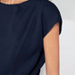 Navy Asymmetrical Batwing Sleeve Top