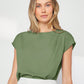 Green Asymmetrical Batwing Sleeve Top