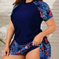 Plus Size Plant Printed Tankini Swimwear