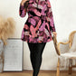Plus Size Women Printed Long Sleeve Crew Neck Zip-Up 2pc Modest Swimwear