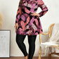 Plus Size Women Printed Long Sleeve Crew Neck Zip-Up 2pc Modest Swimwear