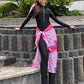 Long Sleeve Patchwork One Piece Swimwear With Covering