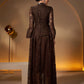 Faux Two-Piece Stand Collar Pearl & Rhinestone Details Dress