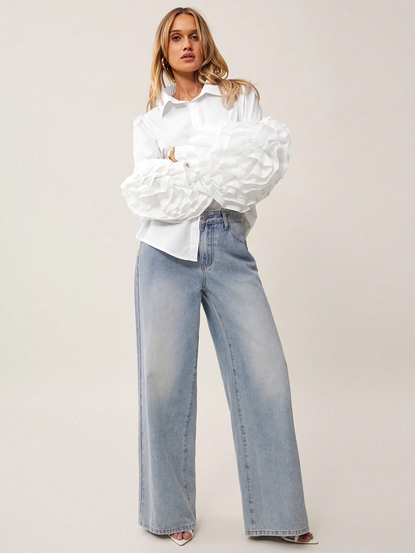 Frill Long Sleeve Shirt Blouse