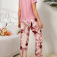 Short Sleeve Top And Floral Printed Pants Pajama Set