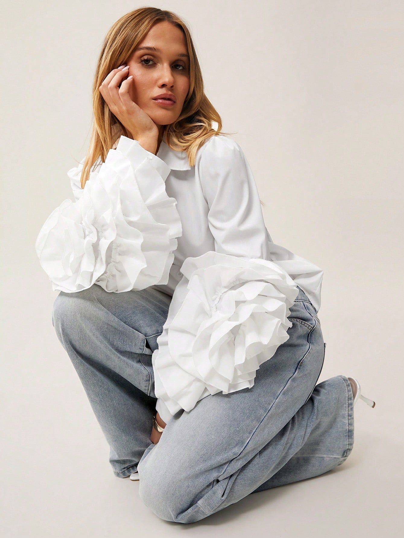 Frill Long Sleeve Shirt Blouse