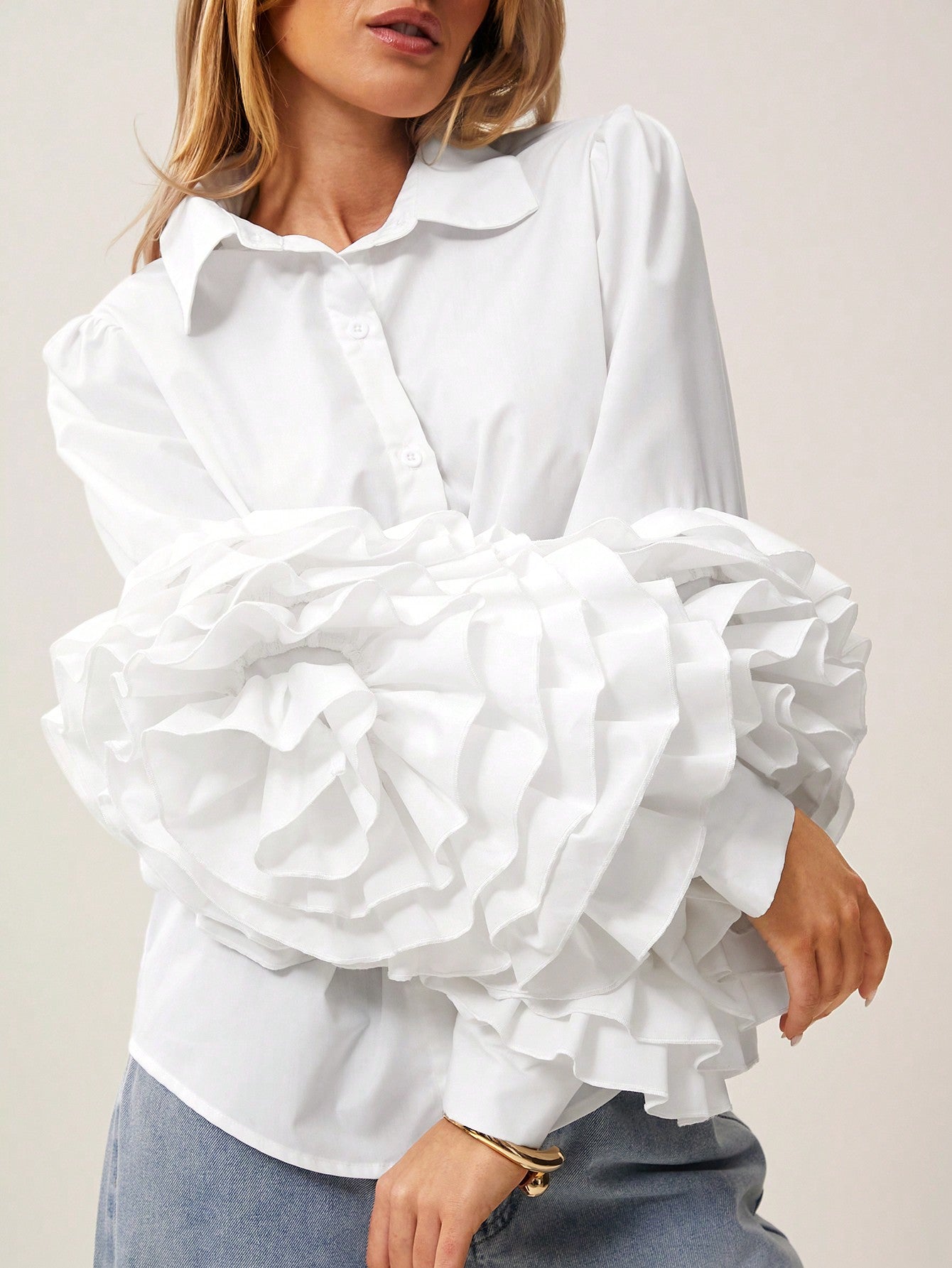 Frill Long Sleeve Shirt Blouse