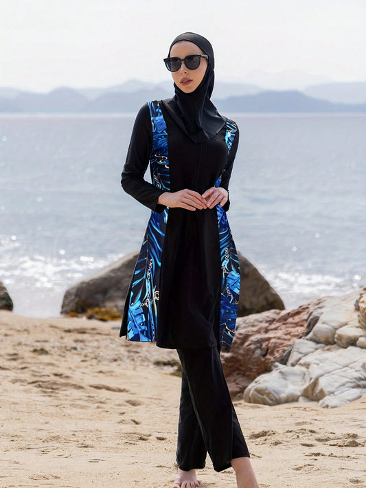 Modest Full Coverage Hoodie, Long Sleeve Top & Leggings Swimwear Set