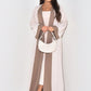 Soft Color Block Dubai Abaya Kimono Cream with Khaki