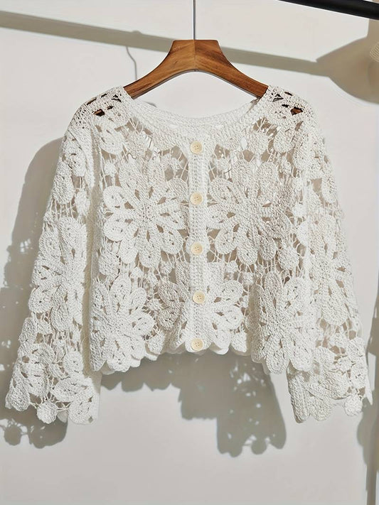 Bohemian Open Front Crochet-like t Sweater top (Copy)