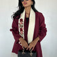Embroidered Elegant Floral Embroidery Patchwork Color Block Linen Abaya