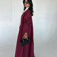 Embroidered Elegant Floral Embroidery Patchwork Color Block Linen Abaya