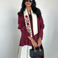 Embroidered Elegant Floral Embroidery Patchwork Color Block Linen Abaya