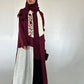 Embroidered Elegant Floral Embroidery Patchwork Color Block Linen Abaya