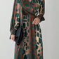 Tie Waist Asymmetrical Floral Print Mid-Calf Dress