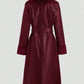 Fluffy PU Leather Splicing Trench Coat