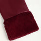Fluffy PU Leather Splicing Trench Coat