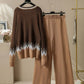 Plus Size Patchwork Knitted 2 Piece Set