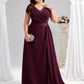 Plus Size Elegant Rhinestone 3D Floral Decor Evening Dress