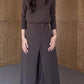 Stand Collar Long Sleeve Top Wide Leg Pants Apron 3-Piece Set