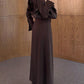 Stand Collar Long Sleeve Top Wide Leg Pants Apron 3-Piece Set