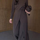 Stand Collar Long Sleeve Top Wide Leg Pants Apron 3-Piece Set