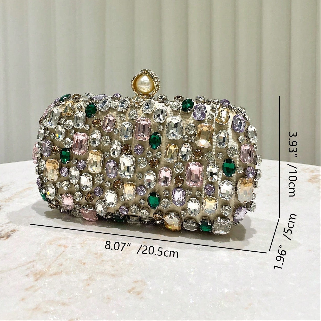 Glittering Golden Color Rhinestone Decorated Evening Clutch Bag