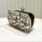 Glittering Golden Color Rhinestone Decorated Evening Clutch Bag