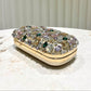 Glittering Golden Color Rhinestone Decorated Evening Clutch Bag