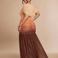 Plus Size Gradient Color Asymmetrical Shoulder Ruched Casual Party Dress