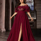 Plus Size Appliques Contrast Mesh Ruffle Details Evening Dress