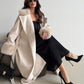 Khaki Long Loose Jacket With Fur Collar And Cuffs