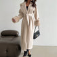 Khaki Long Loose Jacket With Fur Collar And Cuffs