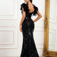 Sequin Faux Feather Decorated Evening Dress
