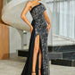 One Shoulder Split Thigh Sequin Formal Evening  Dress