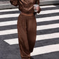 Frog Button Long Sleeve Top And Pants Casual Set