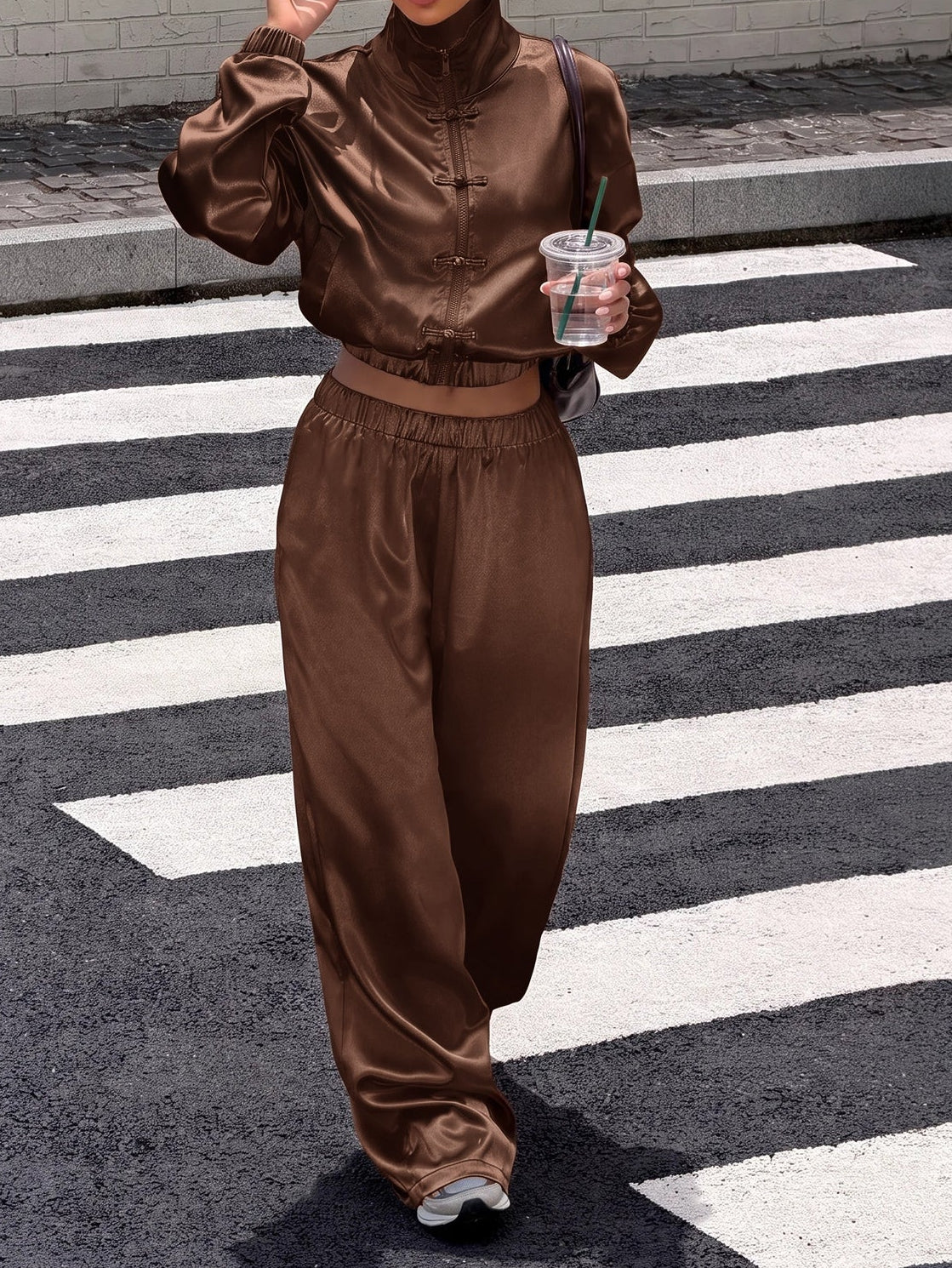 Frog Button Long Sleeve Top And Pants Casual Set