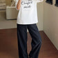 Graphic Print Loose Short Sleeve T-Shirt And Straight Long Pants Pajama Set