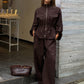 High Collar Cinched Waist Loose Top And Casual Pants 2pc Co Ord Set