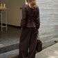 High Collar Cinched Waist Loose Top And Casual Pants 2pc Co Ord Set