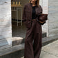 High Collar Cinched Waist Loose Top And Casual Pants 2pc Co Ord Set