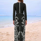 Modest 3-Piece Black And White Floral Print Swimwear Set
