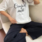 Graphic Print Loose Short Sleeve T-Shirt And Straight Long Pants Pajama Set