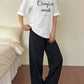 Graphic Print Loose Short Sleeve T-Shirt And Straight Long Pants Pajama Set