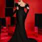 Plus Size Off Shoulder Feather  Beaded Sequin Mermaid Maxi Evening Dress