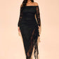 Plus Size Women's Lace Off Shoulder Ruched Ruffle Hem Romantic Flowy Elegant Dress