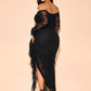 Plus Size Women's Lace Off Shoulder Ruched Ruffle Hem Romantic Flowy Elegant Dress