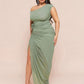 Plus Size Green 3D/Embossed Floral Dress, Elegant Long Dress,