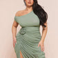 Plus Size Green 3D/Embossed Floral Dress, Elegant Long Dress,